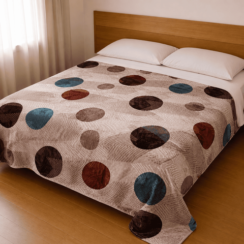 Colcha Sherpa Lunares Beige Premium