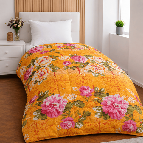Manta Floral Naranja Tropical Premium