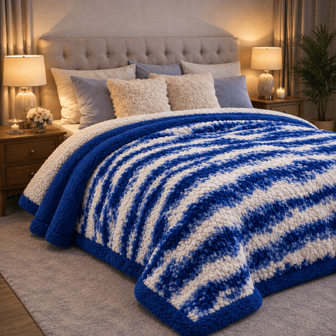 Manta Corderito Azul Eléctrico Premium