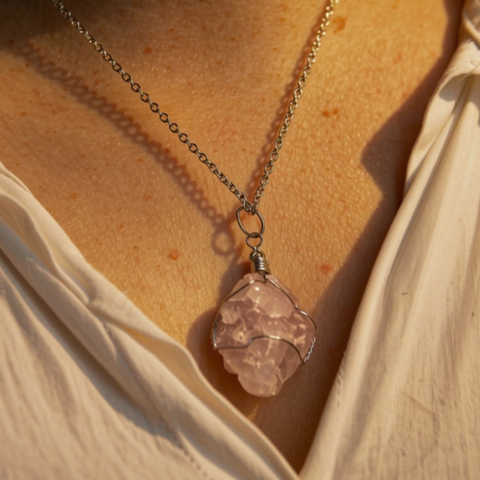 Dije Engarzado Cuarzo Rosa | Amor Incondicional y Sanación