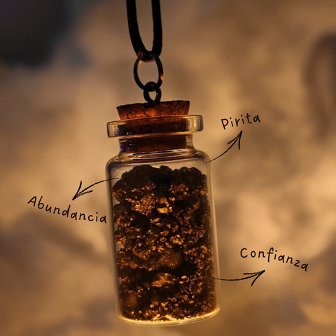 Amuleto Botella de Pirita | Abundancia y Éxito 
