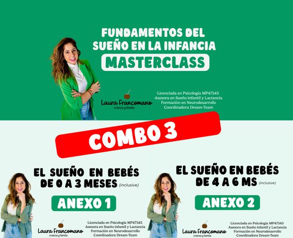 Combo 3 masterclass + anexo 1 y 2 (teoría y práctica para bebés de 0 a 6 meses inclusive)