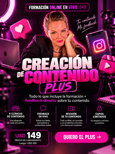 Formación online en vivo: CREACION DE CONTENIDO PLUS 